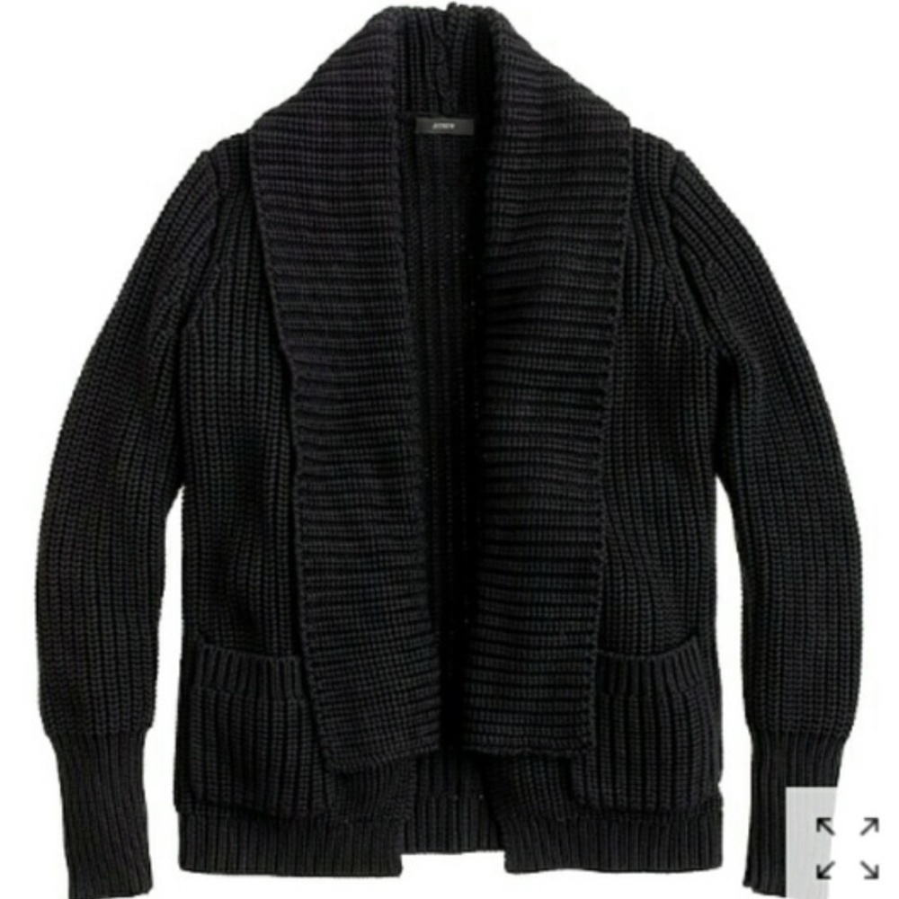 J Crew Rib Stitched open chunky cardigan xxs black